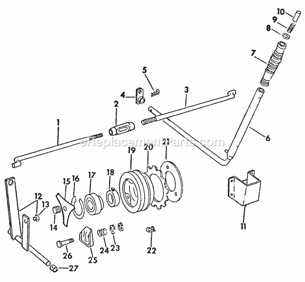 Engine Driven Power Take-Off-Sn281999 & Below Diagram and Parts List for 128 2050045U, 2050217U, 2050218U Cub Cadet Lawn Tractor